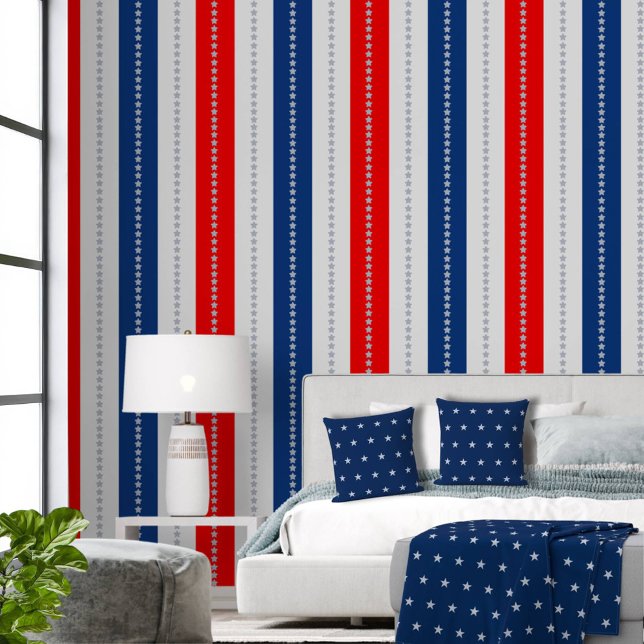 Americana Red White Blue Six Inch Stars & Stripes Behang (Creator heeft geüpload)