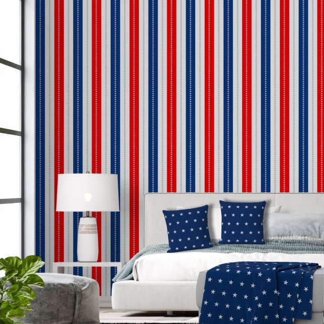 Americana Red White Blue Three Inch Stars Stripes Behang (Creator heeft geüpload)
