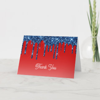 Americana Rood Blauw Glitter Druppel Bedankkaart