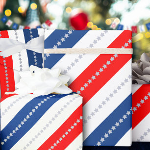 Americana Rood Wit Blauw Sterren & Strepen Cadeaupapier
