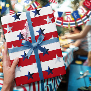 Americana Rood Wit Blauwe Sterren En Strepen Cadeaupapier