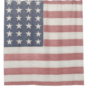 americana rood wit en blauw  vlag douchegordijn