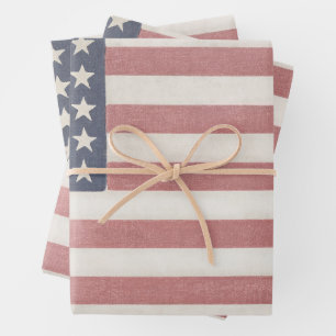 americana rood wit en blauw vlag inpakpapier vel