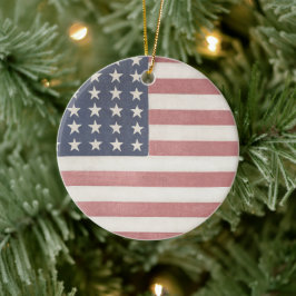 americana rood wit en blauw  vlag keramisch ornament