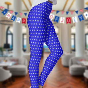 Americana Sterrengepatroon Zilveren Sterren Op Bla Leggings