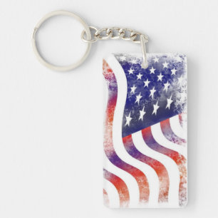 Americana Vlag Tweezijdige Sleutelhanger