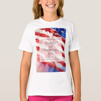Americana waterverf, Amerikaanse vlagvrijheid voor T-shirt