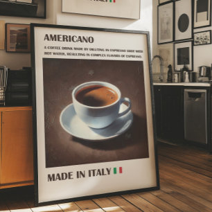 Americano Coffee Wall Art, Italiaans Espresso Drin Poster