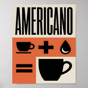 Americano Koffie Formule Minimalistisch Oranje Poster