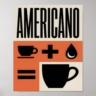 Americano Koffie Formule Minimalistisch Oranje Poster
