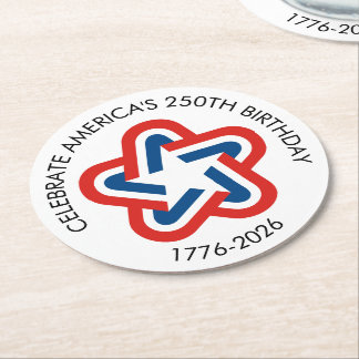 America's 250th Birthday - 1776-2026 Vintage Star Ronde Kartonnen Onderzetter