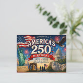 America's 250th Birthday 4th of July Briefkaart (Staand voorkant)