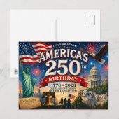America's 250th Birthday 4th of July Briefkaart (Voorkant / Achterkant)