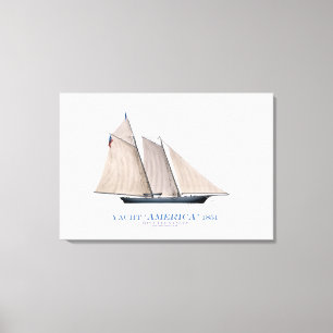 americas cup jacht ' america 1851 ' , tony fernand canvas afdruk