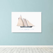 americas cup jacht ' america 1851 ' , tony fernand canvas afdruk (Insitu (Houten vloer))