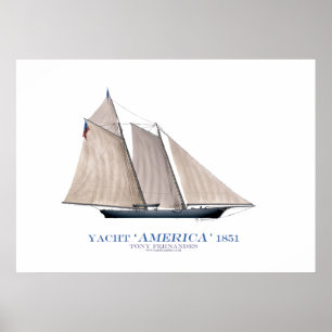 americas cup jacht ' america 1851 ' , tony fernand poster