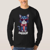 Americat Cute Cat 4th of July Men Women T-shirt (Voorkant)
