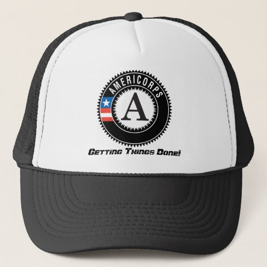americorps logo, het lukt wel. trucker pet (Voorkant)