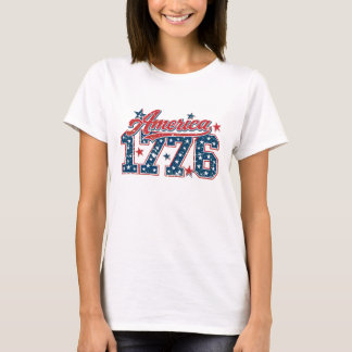 Amerika 1776 Gedecoreerde Vlag Stijl T-shirt