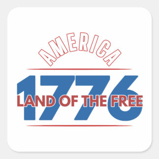 AMERIKA 1776 LAND VAN DE VRIJEN   VIERKANTE STICKER