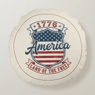 Amerika 1776 Patriottisch Schild Land van de Vrije Rond Kussen