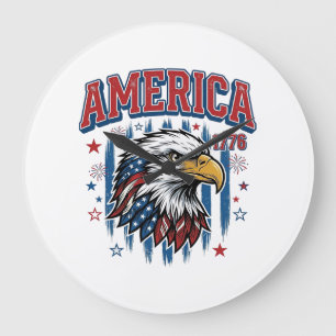 Amerika 1776 Vintage Adelaar Patriottisch Shirt On Grote Klok
