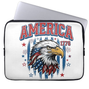 Amerika 1776 Vintage Adelaar Patriottisch Shirt On Laptop Sleeve