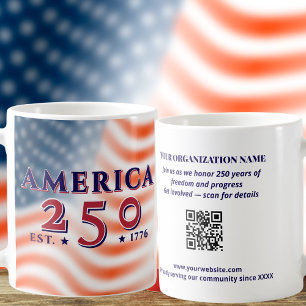 Amerika 250 1776 2026 Aangepaste QR-code Patriotis Koffiemok
