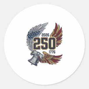 Amerika 250 Adelaar Vleugels 2026 Patriottisch Ont Ronde Sticker