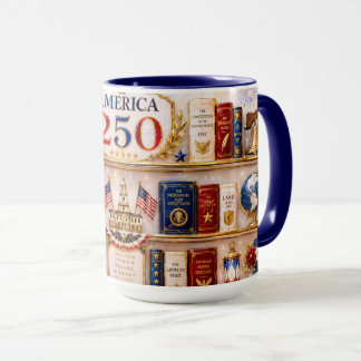 Amerika 250 Boekenplank Mok Patriotische Boekliefh