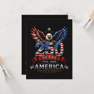 Amerika 250 Geloof Familie Patriottische Adelaar Kaart