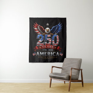Amerika 250 Geloof Familie Patriottische Adelaar Wandkleed