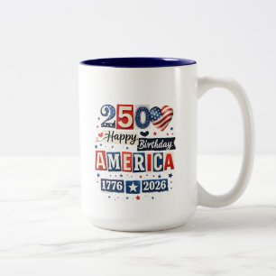 Amerika 250 Gelukkige Verjaardag   4 juli 2026 Tweekleurige Koffiemok