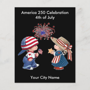 Amerika 250 Gemeenschapsvuurwerk 1776-2026 Retro Flyer