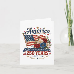 Amerika 250 Jaar Bloemenvlag Feestdagen Kaart