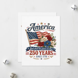 Amerika 250 Jaar Bloemenvlag Feestdagenkaart