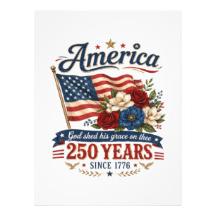 Amerika 250 Jaar Bloemenvlag Foto Afdruk