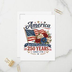 Amerika 250 Jaar Bloemenvlag Uitnodiging Briefkaart