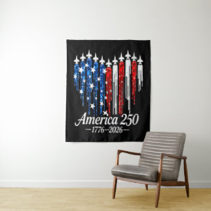 Amerika 250 jaar hartenvlag wandkleed