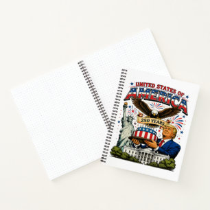 Amerika 250 Jaar Patriottische Adelaar Viering Notitieboek