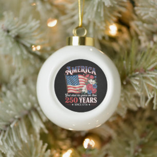 Amerika 250 Jaar Vlag Bloemstuk Keramische Bal Ornament