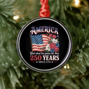 Amerika 250 Jaar Vlag Bloemstuk Metalen Ornament