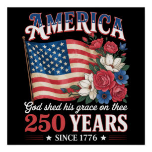 Amerika 250 Jaar Vlag Bloemstuk Perfect Poster