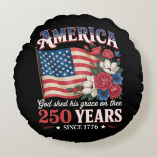 Amerika 250 Jaar Vlag Bloemstuk Rond Kussen