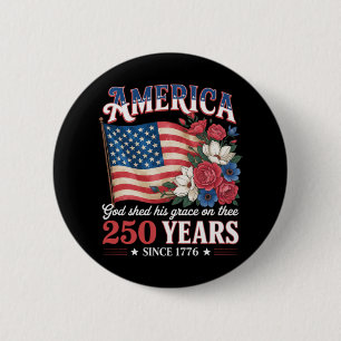 Amerika 250 Jaar Vlag Bloemstuk Ronde Button 5,7 Cm
