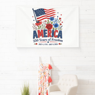 Amerika 250 jaar vrijheid bloemenvlag spandoek