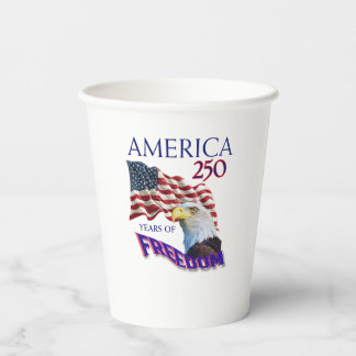 Amerika 250 Jaar Vrijheidsvlag met Steenarend Papieren Bekers