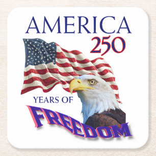Amerika 250 Jaar Vrijheidsvlag met Steenarend Vierkante Kartonnen Onderzetter