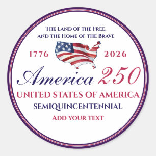 Amerika 250 Land van Vrijheid Thuis Dapper Blauw P Ronde Sticker