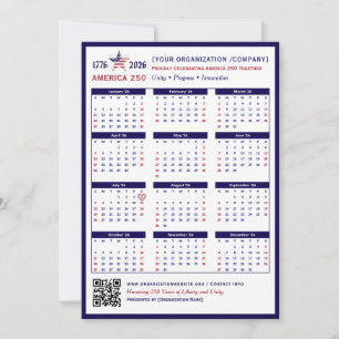 Amerika 250 Patriottisch Blauw 2026 Kalender Keeps